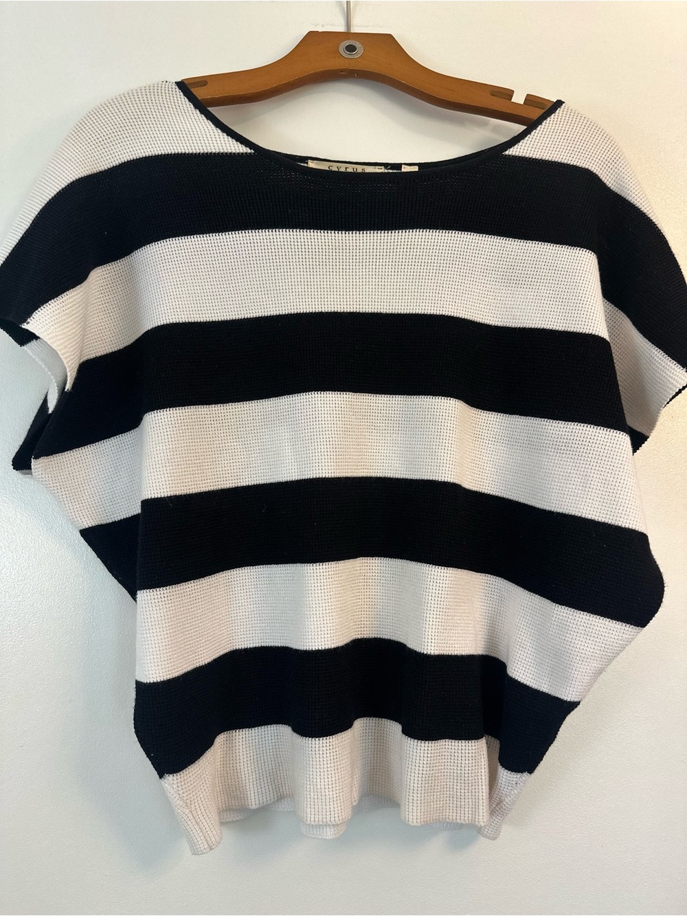 Cyrus Black and White Striped Knit Top
